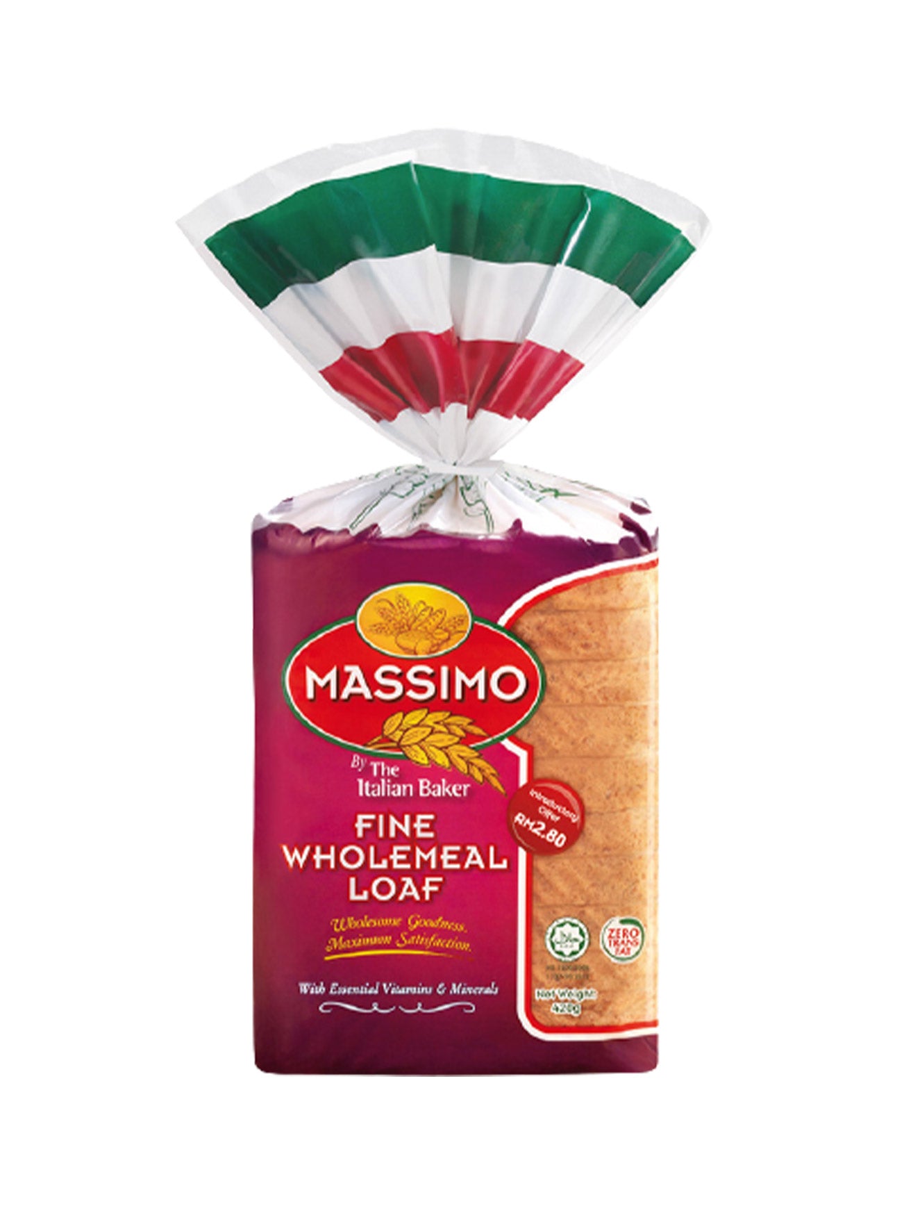 MASSIMO FINE WHOLEMEAL BREAD 400G