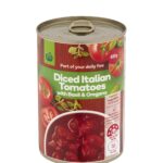 WOOLWORTHS DICED ITALIAN TOMATO BASIL&OREGANO 400G