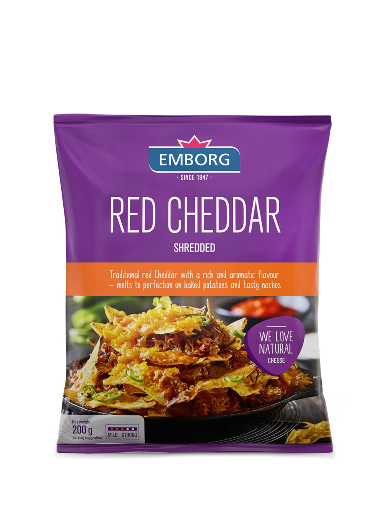 EMBORG RED CHEDDAR SHREDDED 200GM